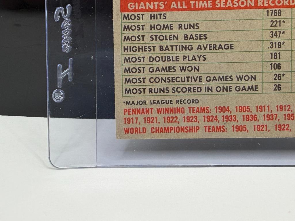 1956 TOPPS #226 NEW YORK GIANTS TEAM BASEBALL CARD GRAY BACK - 11