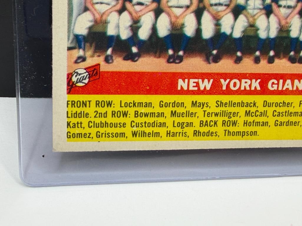 1956 TOPPS #226 NEW YORK GIANTS TEAM BASEBALL CARD GRAY BACK - 5