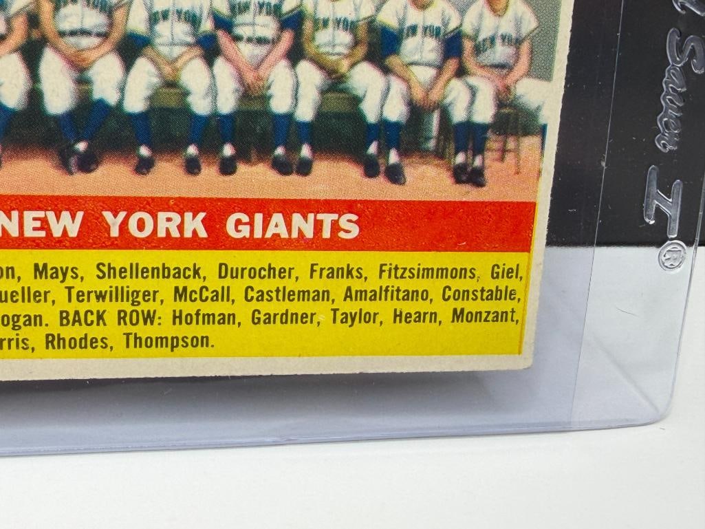 1956 TOPPS #226 NEW YORK GIANTS TEAM BASEBALL CARD GRAY BACK - 6