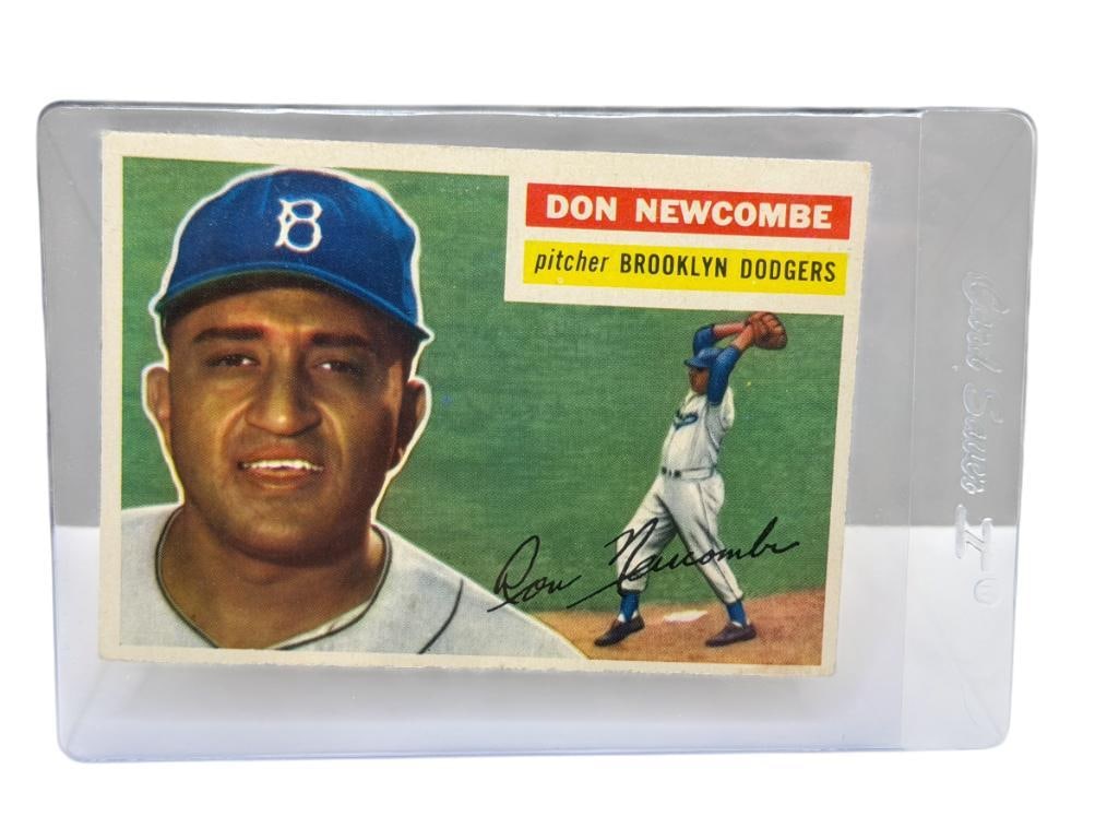1956 TOPPS #235 DON NEWCOMBE BASEBALL CARD GRAY BACK: DONALD NEWCOMBE, BROOKLYN DODGERS, RARE CARD, SEE PHOTOS FOR CONDITION, FROM THE ESTATE OF A LOCAL RENO, NV DOCTOR AT RENOWN WHO RAN BIG LEAGUE SPORTS MEDICINE BASEBALL CAMP FOR NEARLY 20 YEARS,