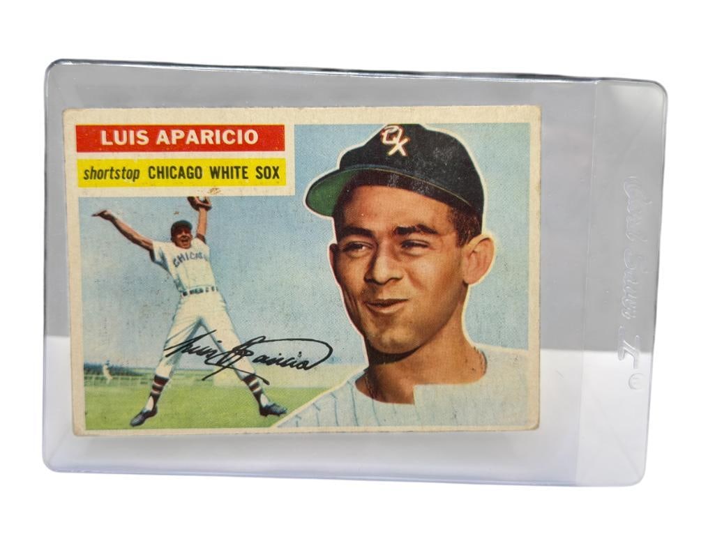 1956 TOPPS #292 LUIS APARICIO BASEBALL CARD GRAY BACK: LUIS APARICIO, CHICAGO WHITE SOX, HALL OF FAMER, RARE CARD, SEE PHOTOS FOR CONDITION, FROM THE ESTATE OF A LOCAL RENO, NV DOCTOR AT RENOWN WHO RAN BIG LEAGUE SPORTS MEDICINE BASEBALL CAMP FOR