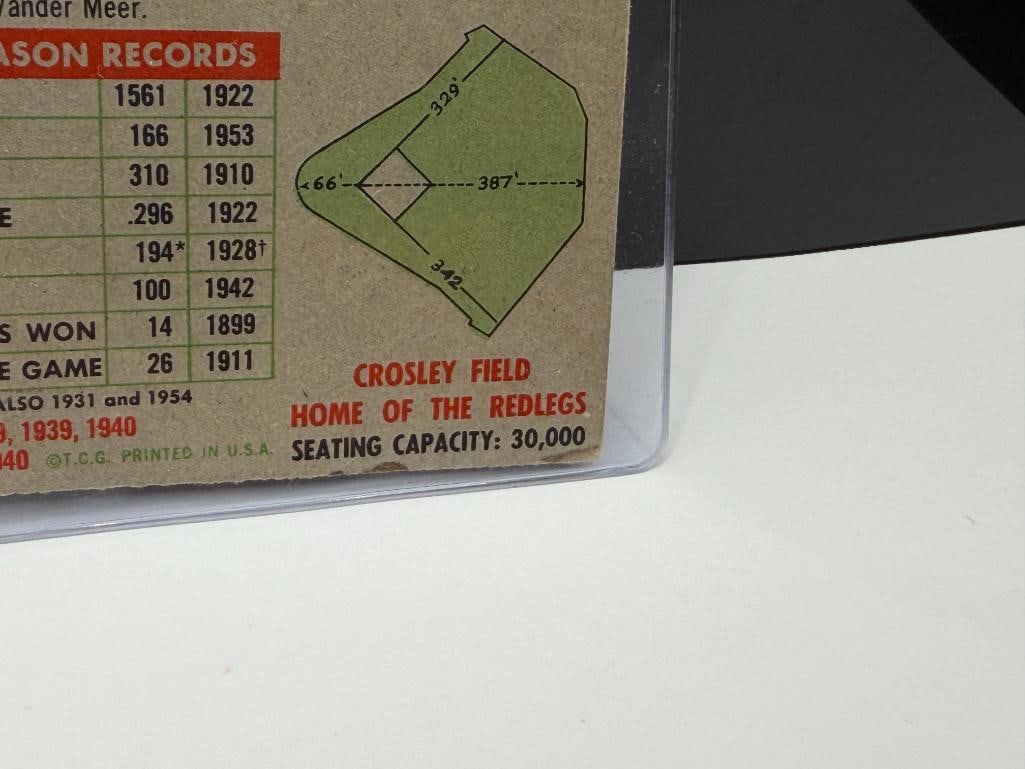 1956 TOPPS #90 CINCINNATI REDLEGS BASEBALL CARD GRAY BACK - 10
