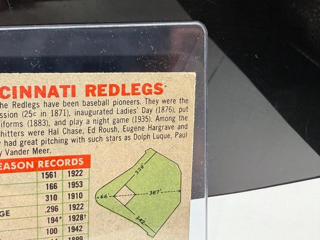 1956 TOPPS #90 CINCINNATI REDLEGS BASEBALL CARD GRAY BACK - 11