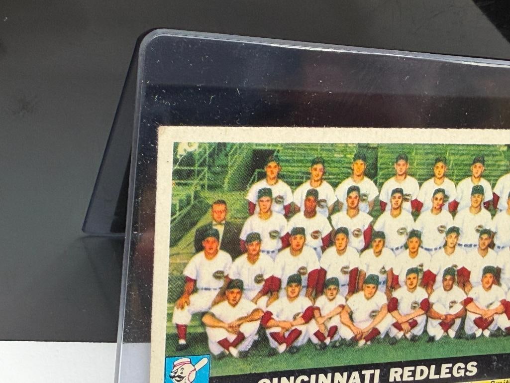 1956 TOPPS #90 CINCINNATI REDLEGS BASEBALL CARD GRAY BACK - 3
