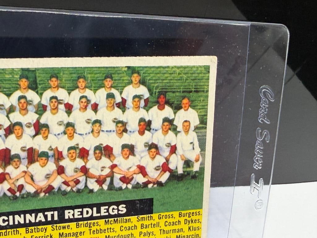 1956 TOPPS #90 CINCINNATI REDLEGS BASEBALL CARD GRAY BACK - 4