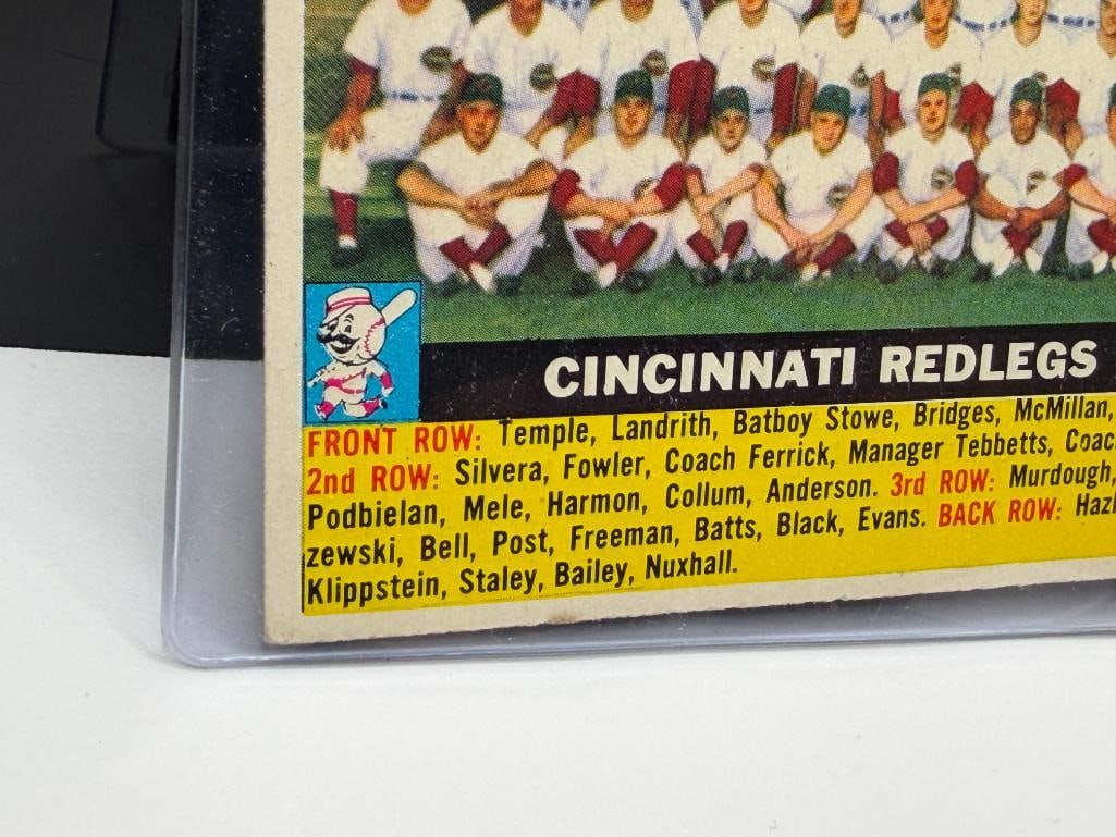 1956 TOPPS #90 CINCINNATI REDLEGS BASEBALL CARD GRAY BACK - 6