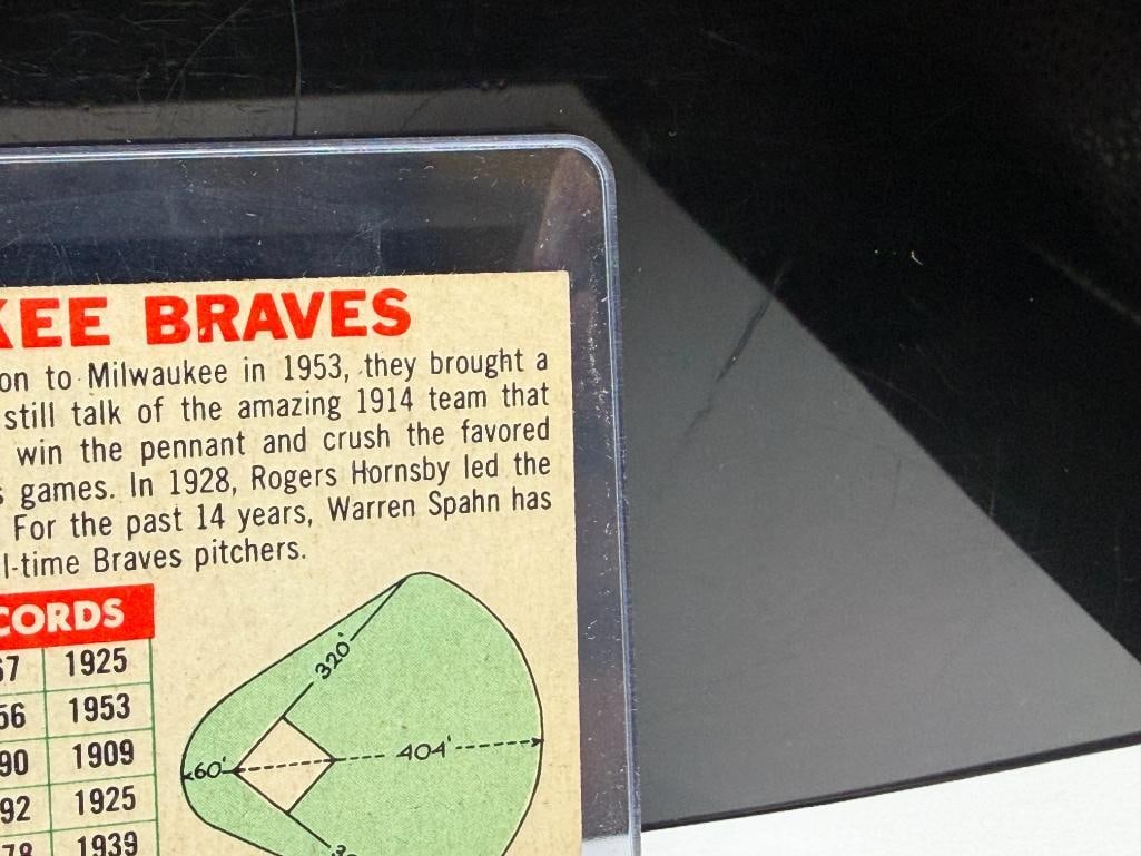1956 TOPPS #95 MILWAUKEE BRAVES TEAM BASEBALL CARD WHITE BACK - 11