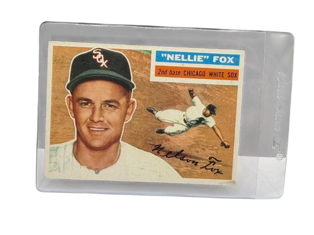 1956 TOPPS #118 NELLIE FOX BASEBALL CARD GRAY BACK: JACOB NELSEN FOX, CHICAGO WHITE SOX, HALL OF FAMER, RARE CARD, SEE PHOTOS FOR CONDITION, FROM THE ESTATE OF A LOCAL RENO, NV DOCTOR AT RENOWN WHO RAN BIG LEAGUE SPORTS MEDICINE BASEBALL CAMP FOR