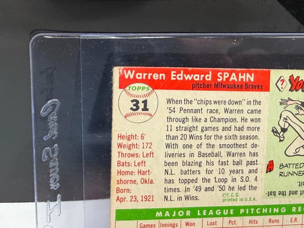 1955 TOPPS #31 WARREN SPAHN BASEBALL CARD - 8