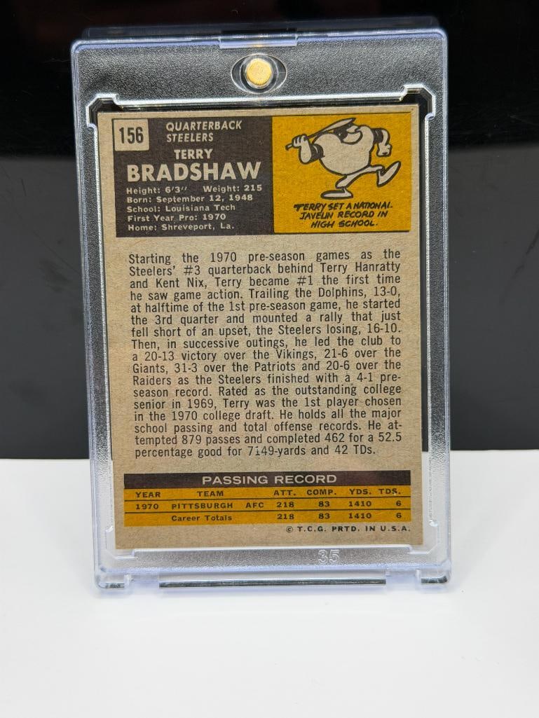 1971 TOPPS #156 TERRY BRADSHAW ROOKIE FOOTBALL CARD - 8