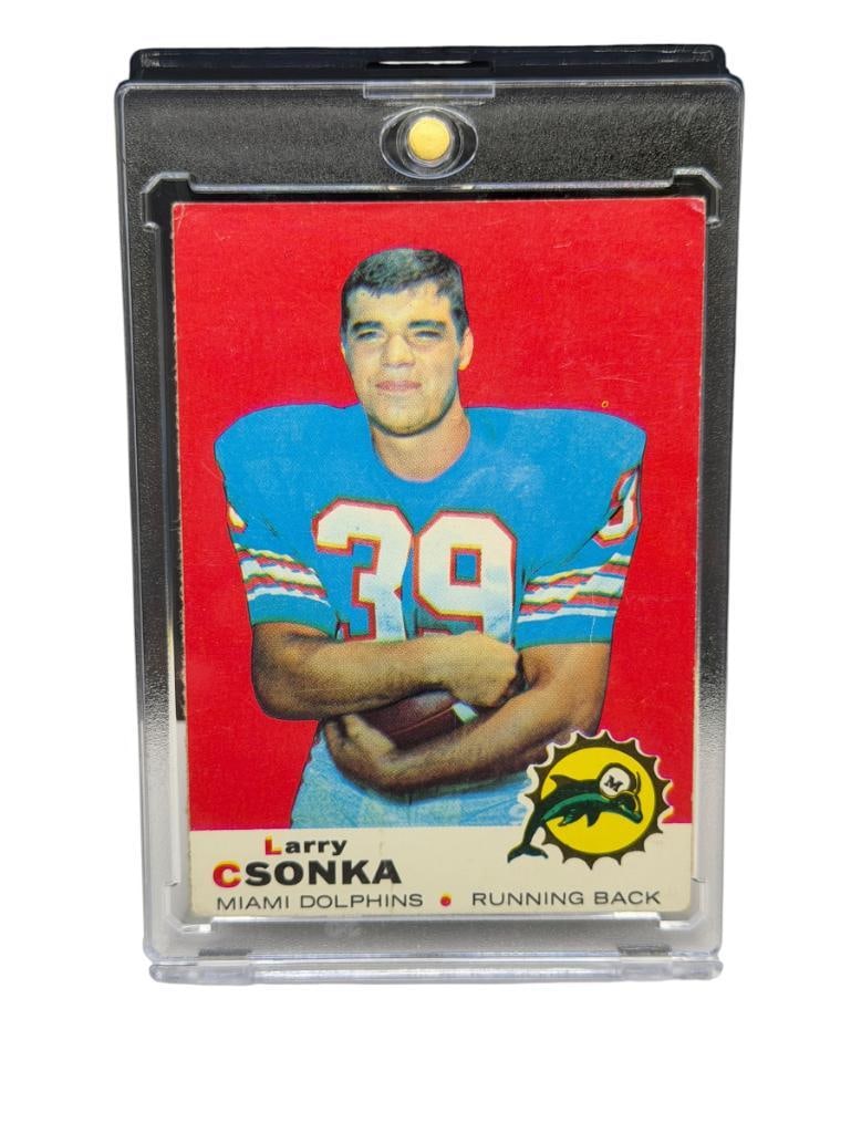 1969 TOPPS #120 LARRY CSONKA ROOKIE FOOTBALL CARD: LARRY CSONKA, MIAMI DOLPHINS, HALL OF FAMER, RARE CARD, SEE PHOTOS FOR CONDITION