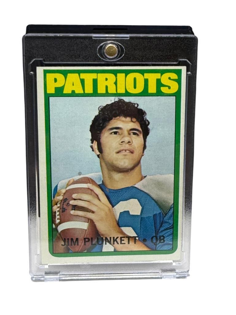 1972 TOPPS #65 JIM PLUNKETT ROOKIE FOOTBALL CARD: JIM PLUNKETT, NEW ENGLAND PATRIOTS, HALL OF FAMER, RARE CARD, SEE PHOTOS FOR CONDITION