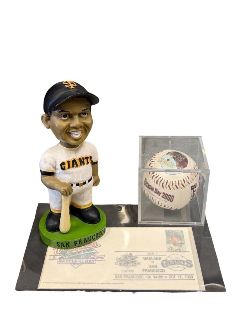 S.F. GIANTS COLLECTIBLES BOBBLEHEAD, OPENING DAY COMMEMORATIVE BALL AND BATTLE OF THE BAY 1989 CO... (1 of 9)