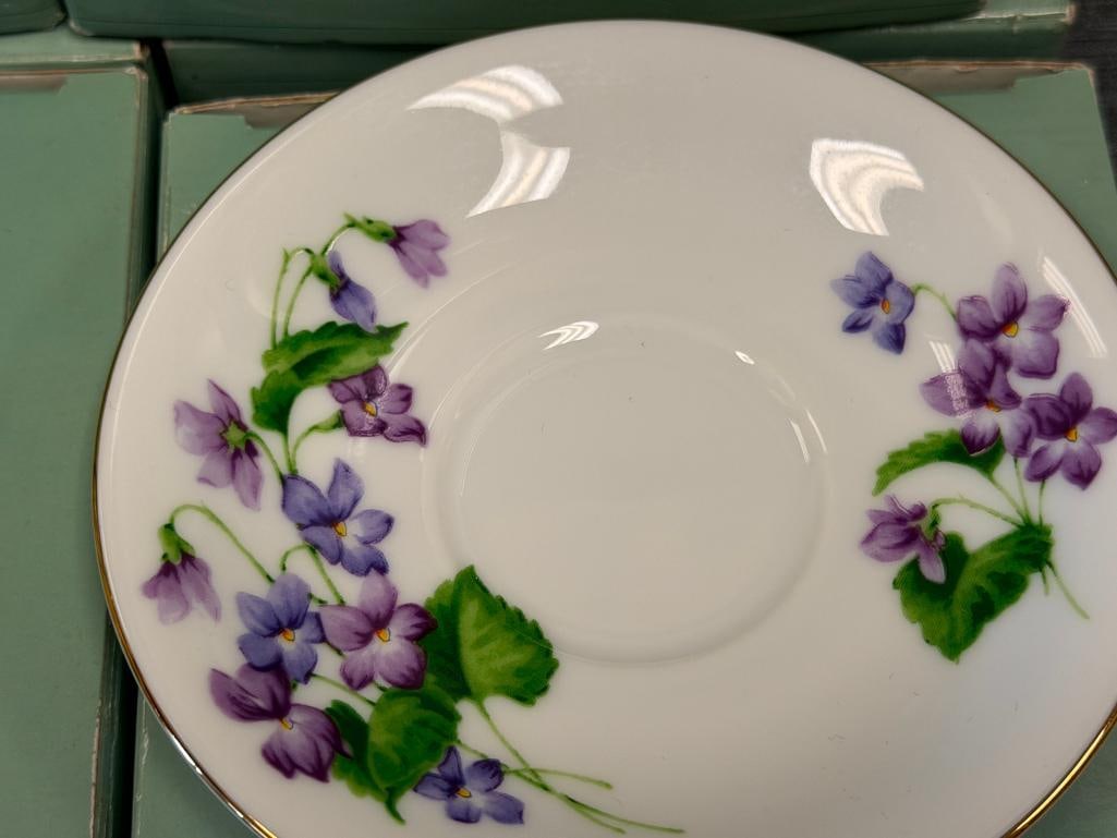 AVON BLOSSOMS OF THE MOONTH 1991 FLORAL CUPS AND SAUCERS SIX SETS TOTAL - 4