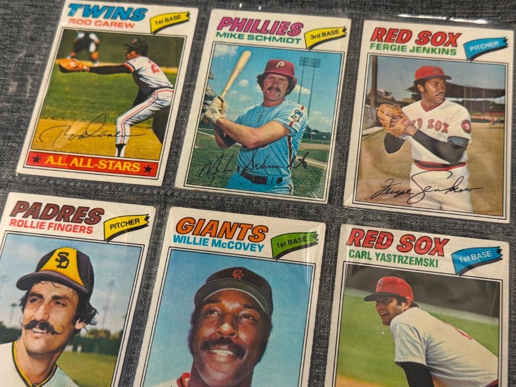 1977 TOPPS HALL OF FAMER AND STARS BASEBALL CARDS ROD CAREW, WILLIE MCCOVEY, MIKE SCHMIDT - 2