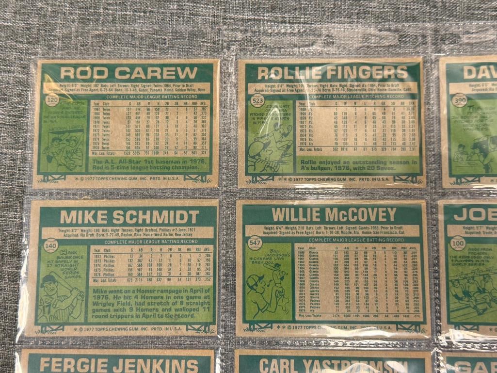 1977 TOPPS HALL OF FAMER AND STARS BASEBALL CARDS ROD CAREW, WILLIE MCCOVEY, MIKE SCHMIDT - 6