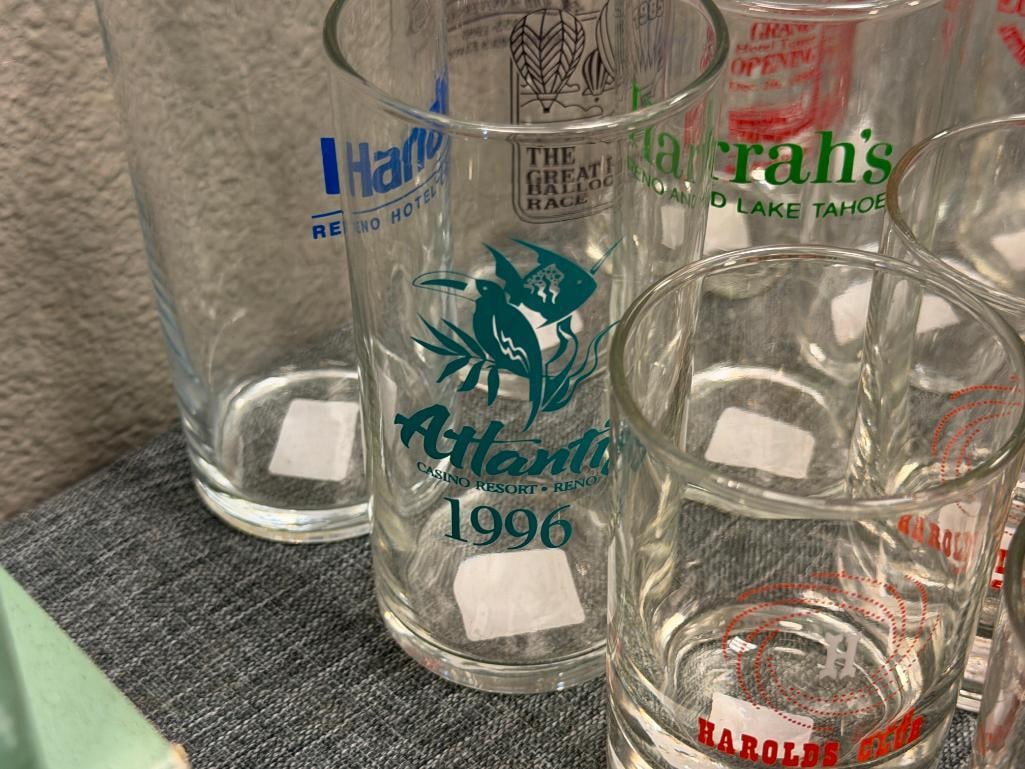 RENO, NV CASINO / HOTEL COCKTAIL GLASSES AND MUG HAROLDS CLUB, HARRAH'S, FITZGERALD, NUGGET - 5