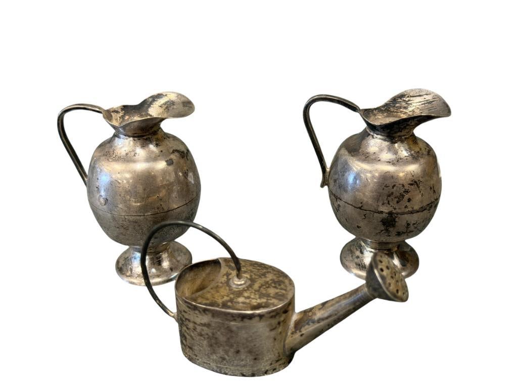 STERLING SILVER MINIATURE VESSELS BULBOUS PITCHER SHAKERS AND WATERING CAN TOTAL WEIGHT 63 GRAMS (1 of 5)