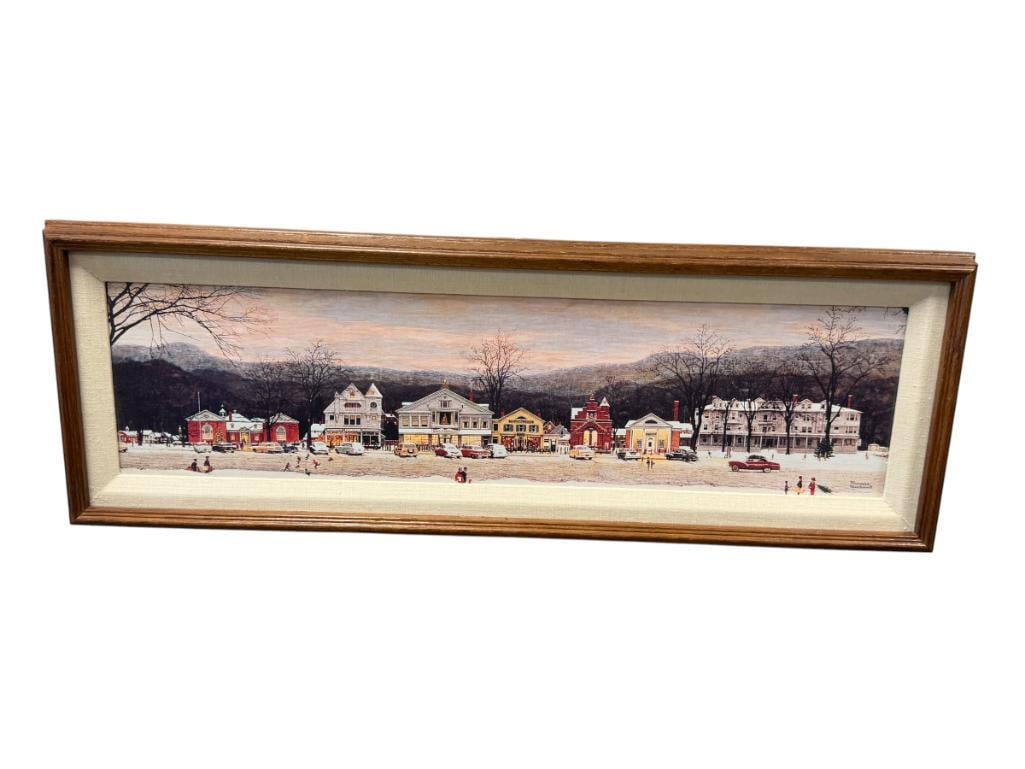NORMAN ROCKWELL AMERICAN ARTIST PRINT ON CANVAS TITLED MAIN STREET STOCKBRIDGE (1 of 7)
