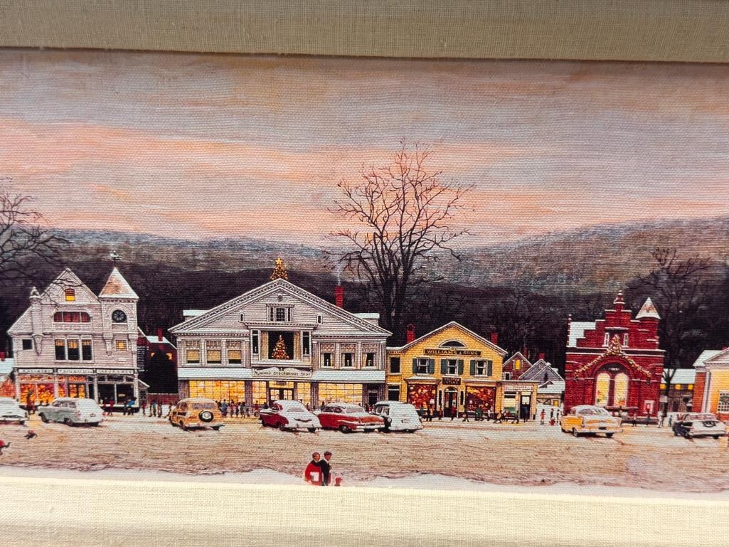 NORMAN ROCKWELL AMERICAN ARTIST PRINT ON CANVAS TITLED MAIN STREET STOCKBRIDGE - 2