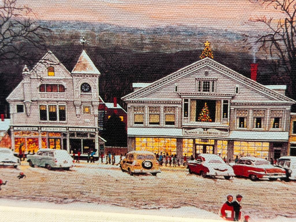 NORMAN ROCKWELL AMERICAN ARTIST PRINT ON CANVAS TITLED MAIN STREET STOCKBRIDGE - 3