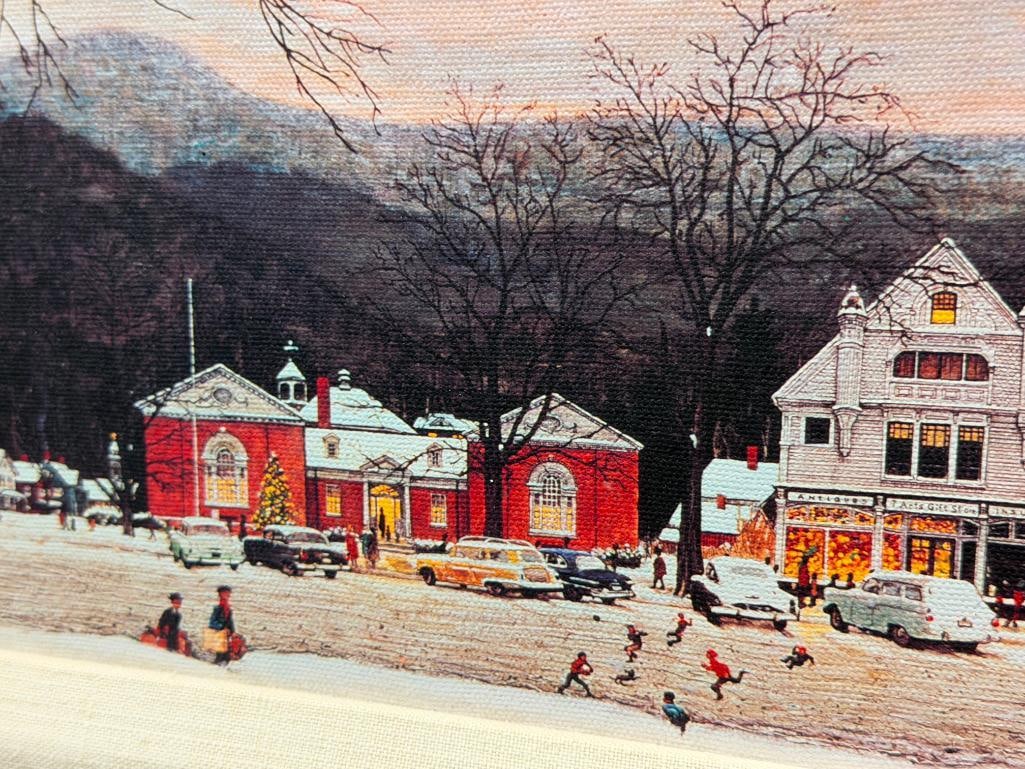 NORMAN ROCKWELL AMERICAN ARTIST PRINT ON CANVAS TITLED MAIN STREET STOCKBRIDGE - 4