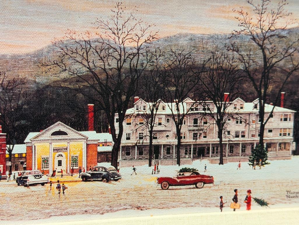 NORMAN ROCKWELL AMERICAN ARTIST PRINT ON CANVAS TITLED MAIN STREET STOCKBRIDGE - 5