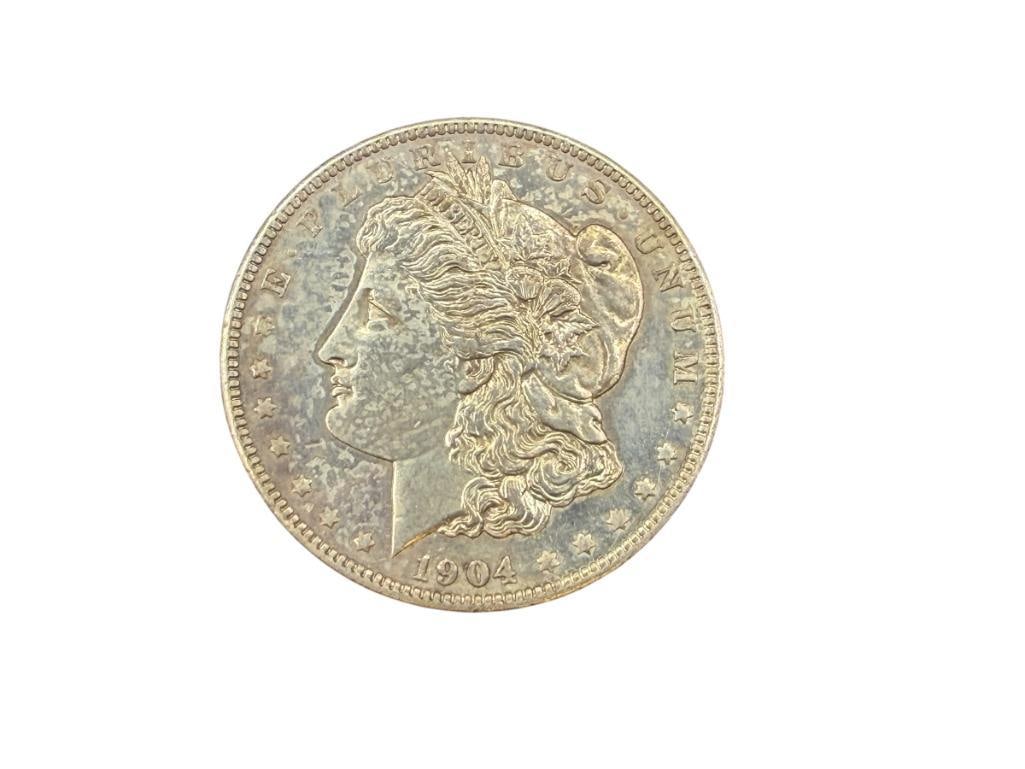 1904-O U.S. MORGAN SILVER DOLLAR AU: 90% SILVER