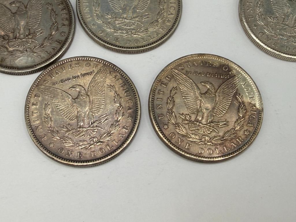FIVE U.S. MORGAN SILVER DOLLARS FEATURING VARIOUS DATES AND MINT MARKS - 11