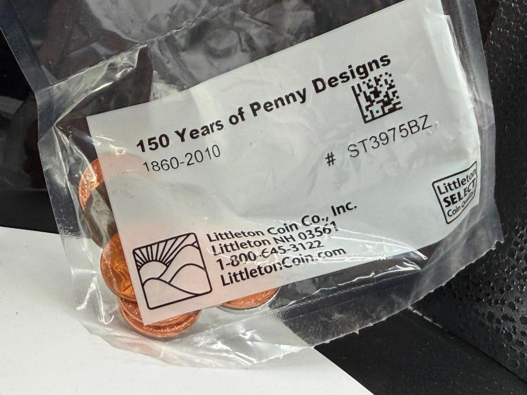 FIVE SETS OF 150 YEARS OF PENNY DESIGNS BY LITTELTON COIN CO. INCLUDING INDIAN HEAD, WHEAT CENT, ... - 11