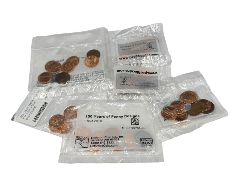 FIVE SETS OF 150 YEARS OF PENNY DESIGNS BY LITTELTON COIN CO. INCLUDING INDIAN HEAD, WHEAT CENT, ... (1 of 11)