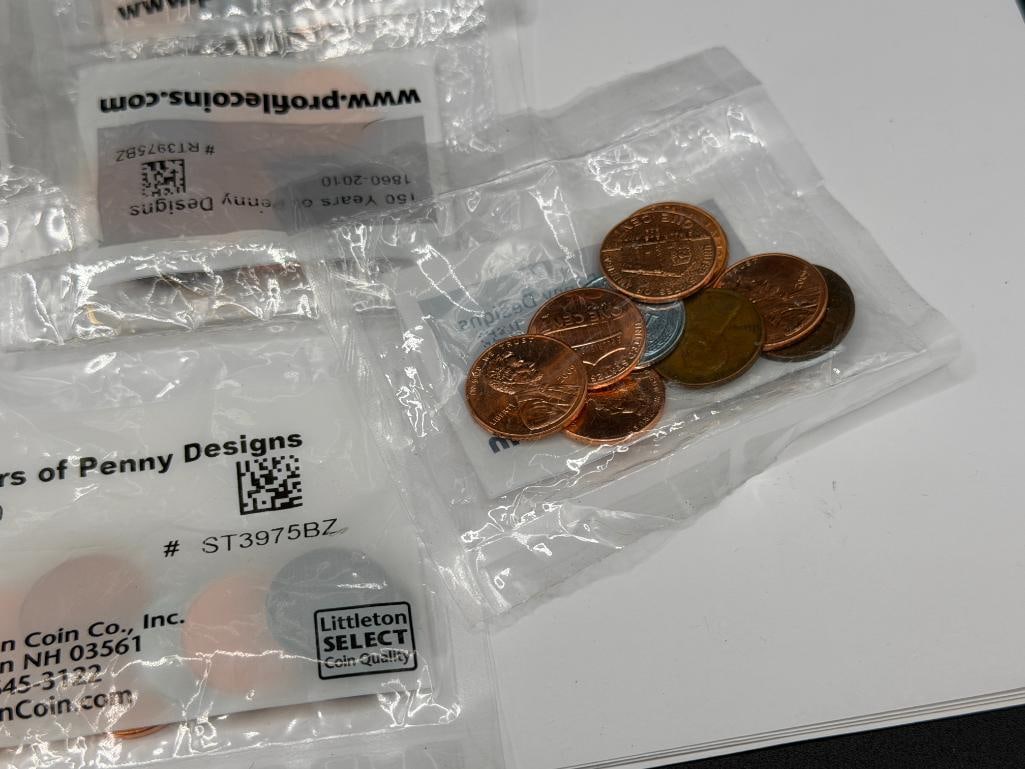 FIVE SETS OF 150 YEARS OF PENNY DESIGNS BY LITTELTON COIN CO. INCLUDING INDIAN HEAD, WHEAT CENT, ... - 2