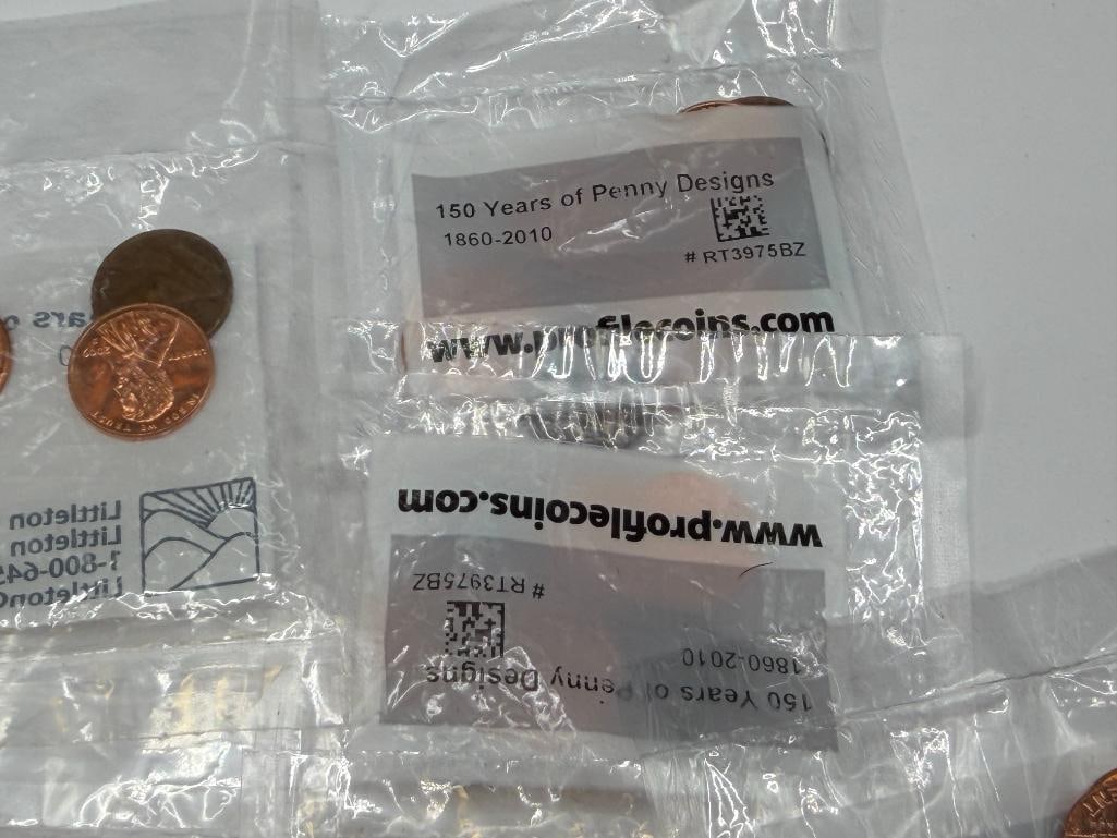 FIVE SETS OF 150 YEARS OF PENNY DESIGNS BY LITTELTON COIN CO. INCLUDING INDIAN HEAD, WHEAT CENT, ... - 4