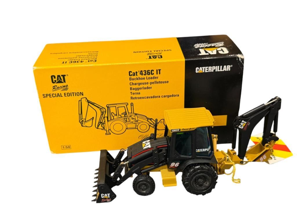 CAT RACING EDITION 436C IT DIE CAST BACKHOE CONSTRUCTION TOY MADE IN GERMANY BY THE NORSCOTT GROUP (1 of 9)