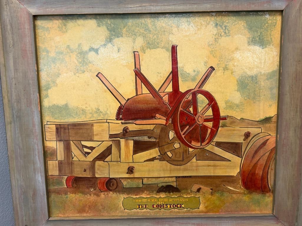 R.O. HAHN ORIGINAL PAINTING ON BOARD COMSTOCK NEVADA INDUSTRIAL EQUIPMENT - 2