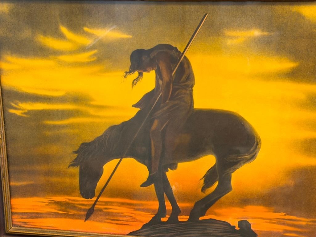 JAMES EARLE FRASER VINTAGE LITHOGRAPH TITLED END OF THE TRAIL ORIGINALLY CREATED IN 1915 - 2