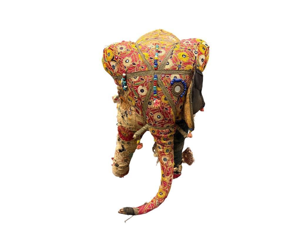 VINTAGE 20TH CENTURY INDIAN ELEPHANT STATUE HAND CRAFTED FROM CLOTH WITH INTRICATE EMBROIDERY (1 of 13)