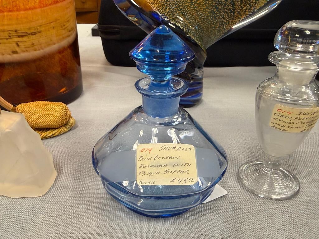FOUR VINTAGE GLASS AND CRYSTAL FRAGRANCE INCLUDING TWO IRICE FRAGRANCE BOTTLES - 11