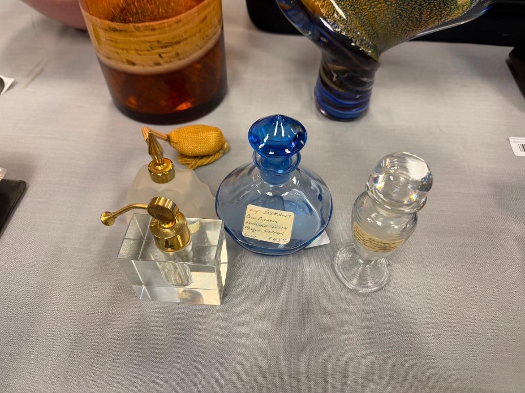 FOUR VINTAG GLASS AND CRYSTAL FRAGRANCE INCLUDING TWO IRICE FRAGRANCE BOTTLES (1 of 19)