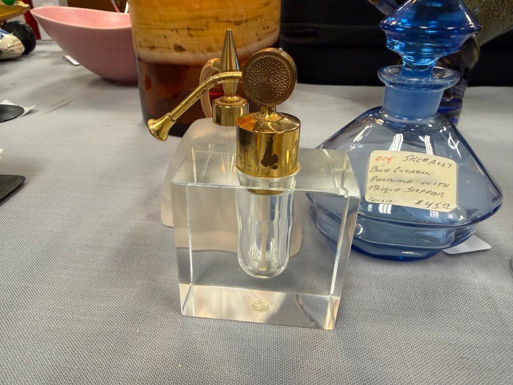 FOUR VINTAGE GLASS AND CRYSTAL FRAGRANCE INCLUDING TWO IRICE FRAGRANCE BOTTLES - 3