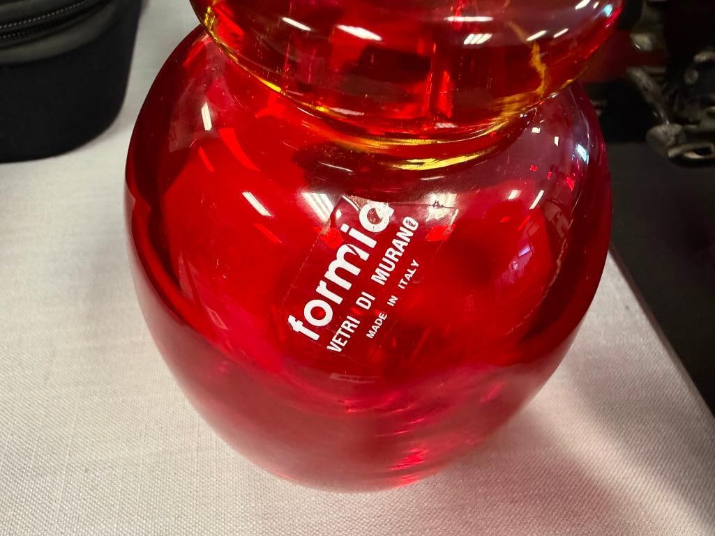FORMIA VETRI DI MURANO HAND BLOWN ART GLASS AMBERINA BULBOUS VASE MADE IN ITALY - 3