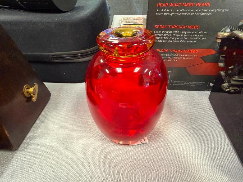 FORMIA VETRI DI MURANO HAND BLOWN ART GLASS AMBERINA BULBOUS VASE MADE IN ITALY - 5