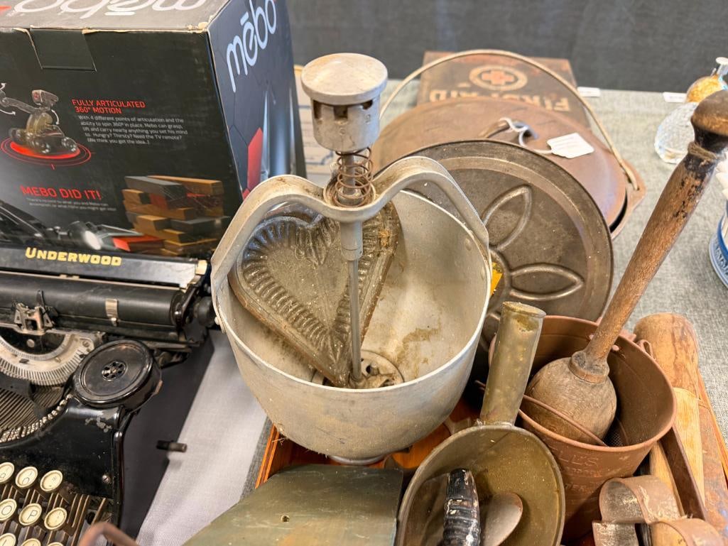 ANTIQUE AND PRIMTIVE KITCHEN UTENSILS AND GADGETS LADDLES, GRATER, SIFTER, SCOOPS, ETC - 4