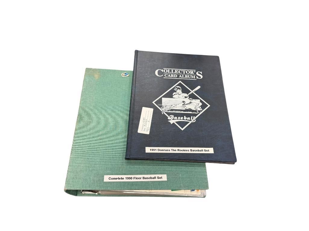 1991 DONRUSS THE ROOKIES AND 1990 FLEER COMPLETE BASEBALL CARD SETS: COMPLETE BASEBALL CARD SETS WITH BINDERS