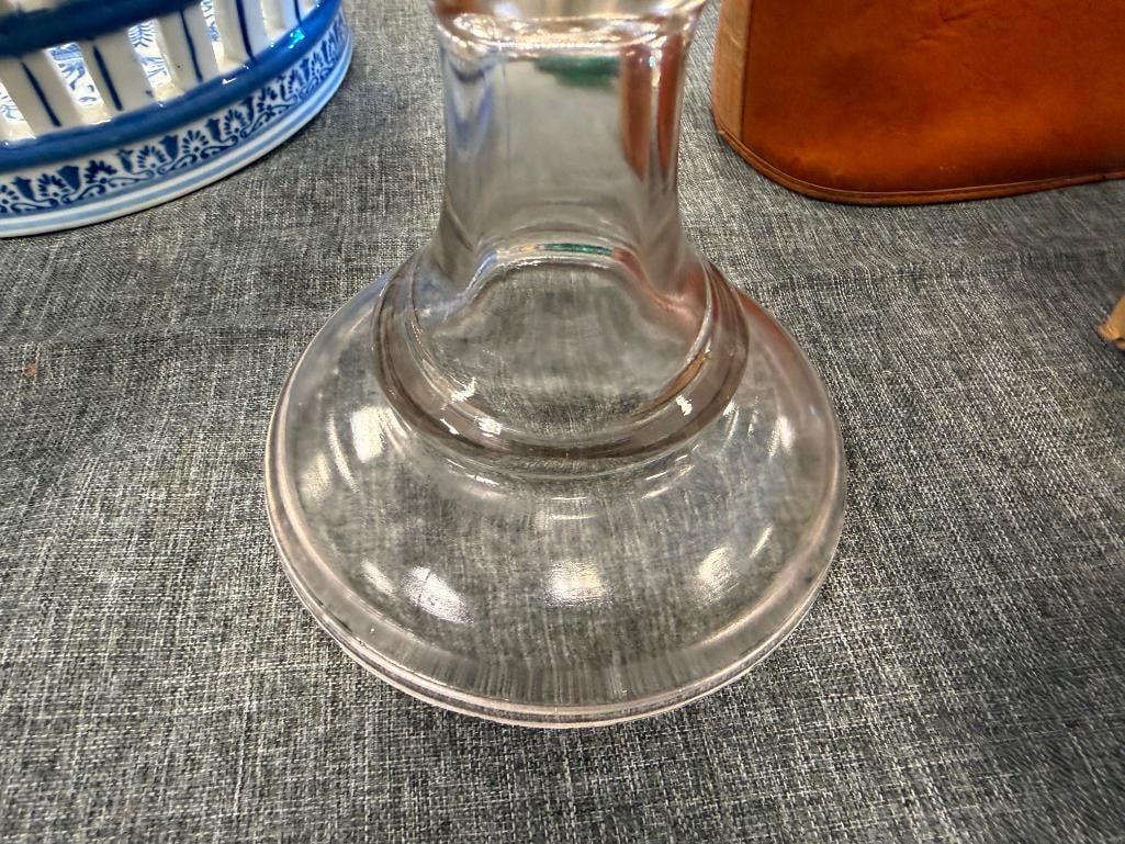 LAMPLIGHT FARMS PRESSED GLASS OIL LAMP AND VINTAGE CLEAR PRESSED GLASS OIL LAMP - 11