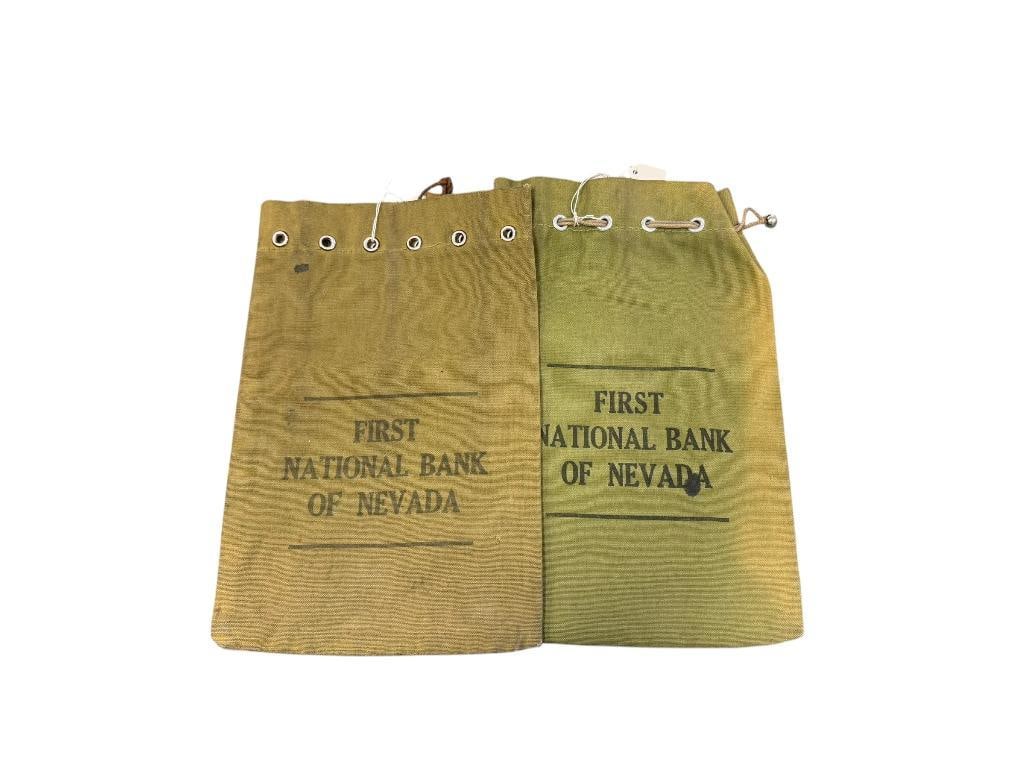 VINTAGE FIRST NATIONAL BANK OF NEVADA CANVAS CURRENCY / COIN BAGS (1 of 9)