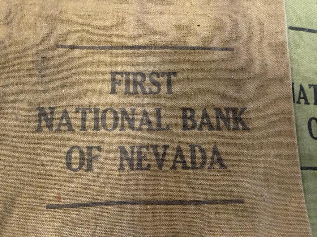 VINTAGE FIRST NATIONAL BANK OF NEVADA CANVAS CURRENCY / COIN BAGS - 3