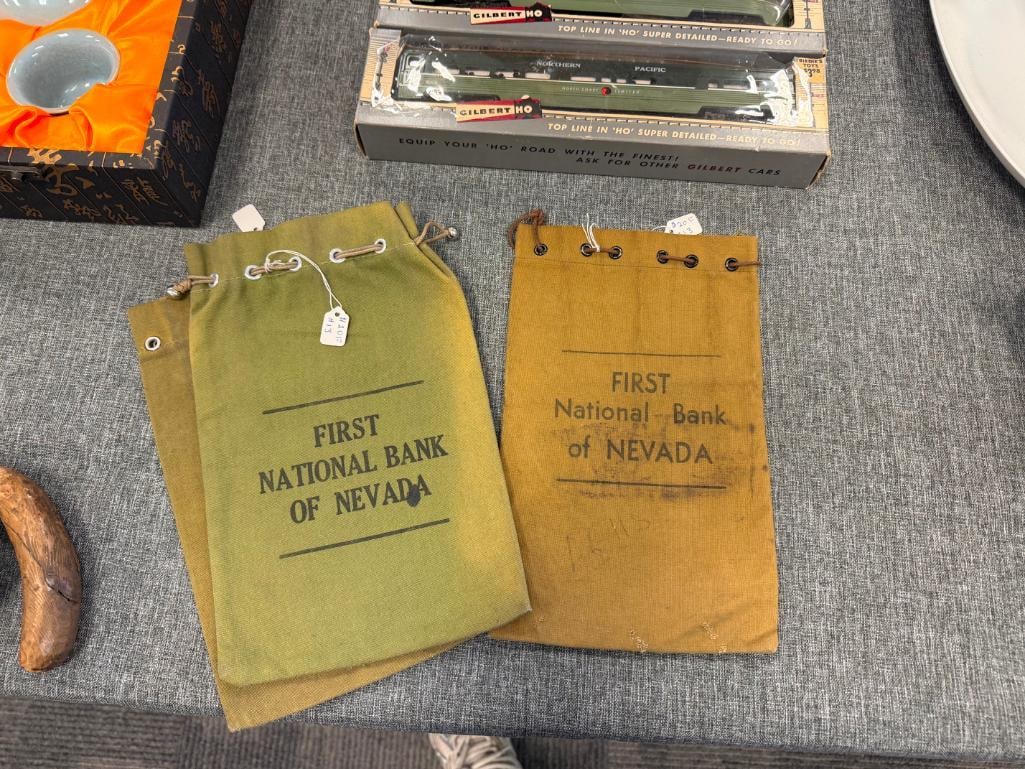 VINTAGE FIRST NATIONAL BANK OF NEVADA CANVAS CURRENCY / COIN BAGS - 6