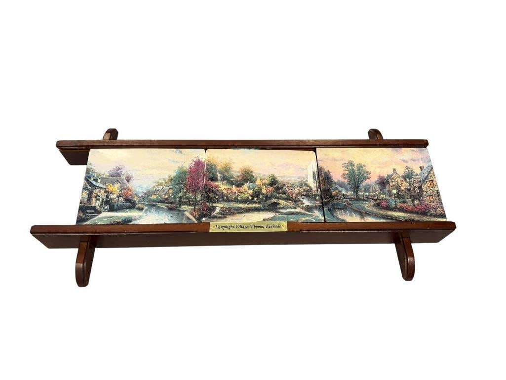 THOMAS KINKADE PAINTER OF LIGHT LAMPLIGHT VILLAGE THREE PIECE COLLECTOR PLATE SET WITH DISPLAY SH... (1 of 9)