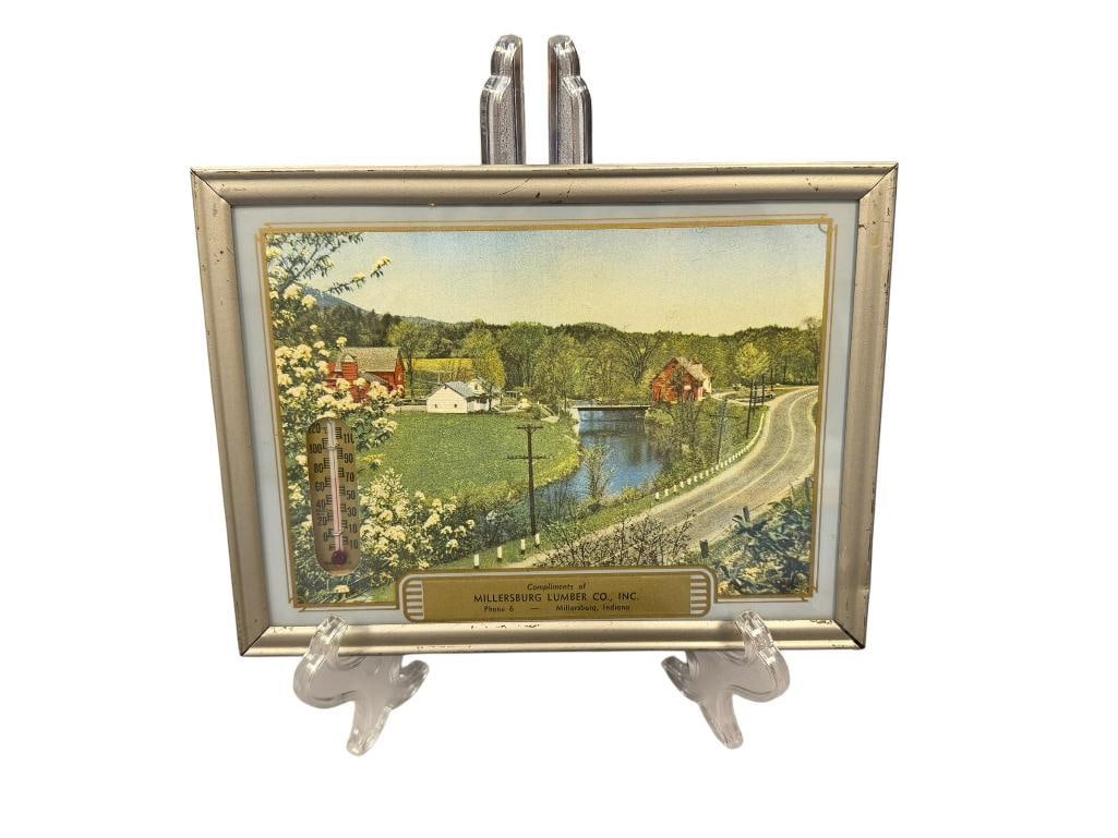 MILLERSBURG LUMBER CO. INC. COMPLIMENTARY VINTAGE ADVERTISEMENT THERMOMETER WITH LANDSCAPE (1 of 6)